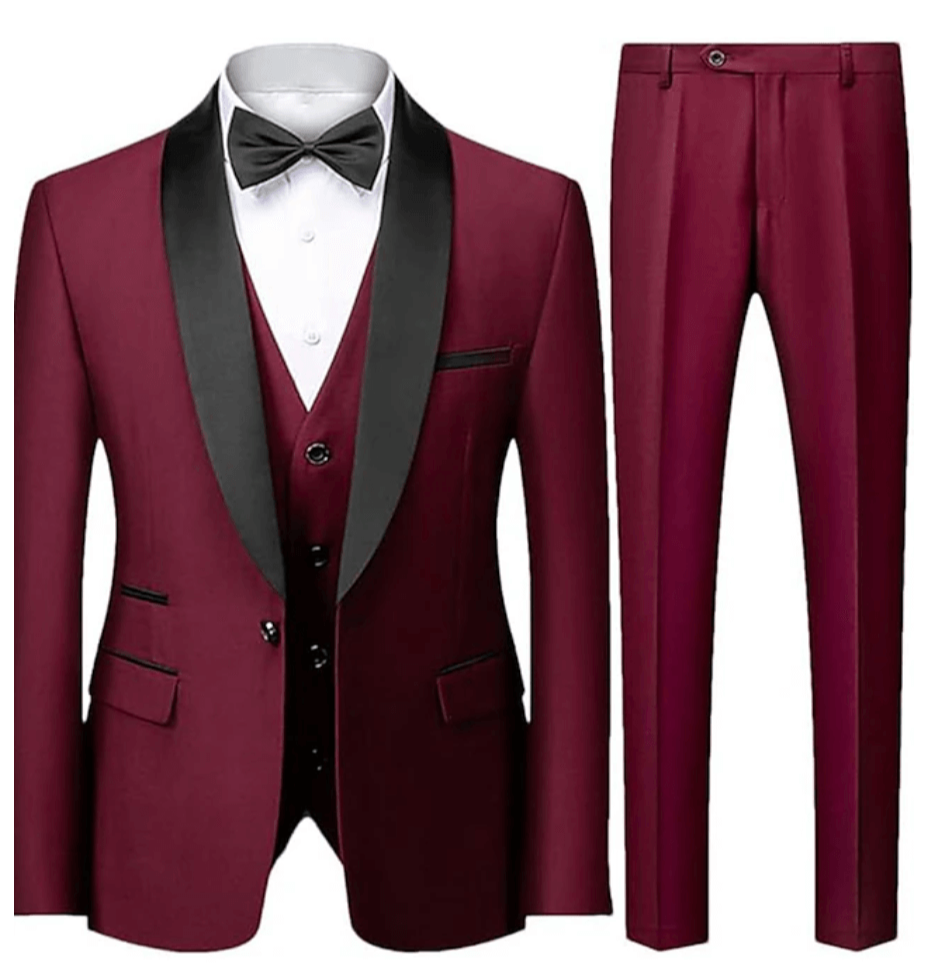 Burgundy  Slim Fit 3 piece Tuxedo